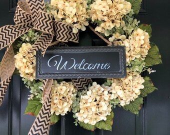 Hydrangea Wreath -Wreath -Summer Wreath- Wreaths -Welcome Wreath - Housewarming Gift -Everyday Wreath -Front Door Wreath -Gift Ideas