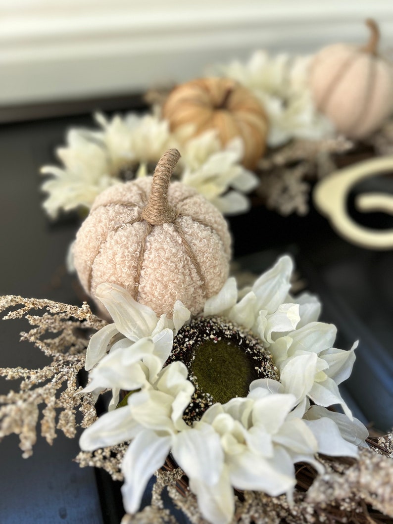 NEW fall 2023 wreath beige Sherpa pumpkin wreath gifts for her holiday gift fall decor image 3