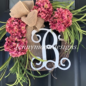 Wreath-Spring Wreath-Wreaths - Mother’s Day Gift -Front Door Wreath -Housewarming Gifts- Summer Wreath -Hydrangea Burlap Wreath - Gifts