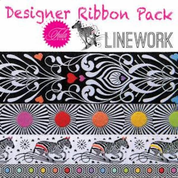 Linework Ribbon by Tula Pink and Renaissance Ribbons