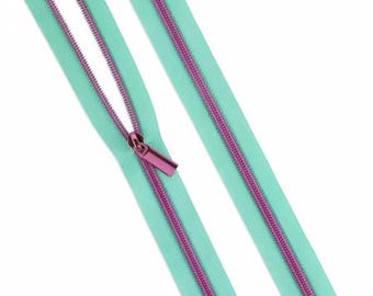 Tula Pink Zippers by the Yard by Sallie Tomato -Raindrop Tape + Pink Coil and 9 Pink Pulls