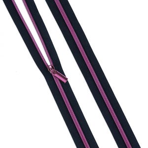 Tula Pink 3 Yard Zippers by the Yard Navy Tape Pink Coil #5
