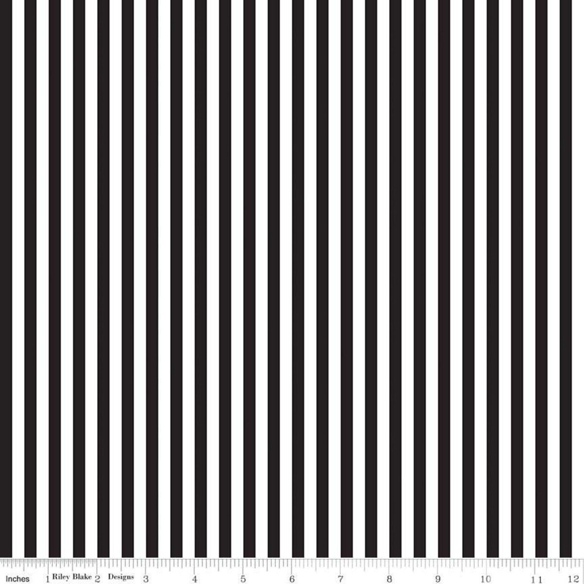 Riley Blake, 1/4 Striped Fabric - Black