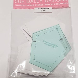 Quatro Petal English Paper Piecing Papers (100) with Template Option by Sue Daley Designs for Patchwork with Busyfingers