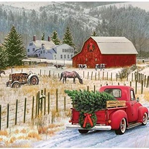 Christmas Memories Antique Truck Panel by Riley Blake Designs P8691