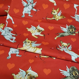 Puppy Love by Alexander Henry Fabrics -8851-C Red