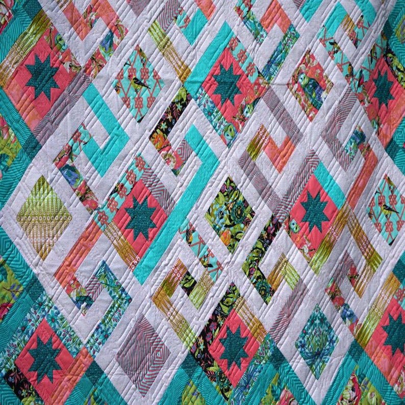 Hedge Maze Quilt Kit Using Moon Garden by Tula Pink for Etsy