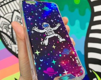 Spaceman holographic phone case, stars, planets & galaxy