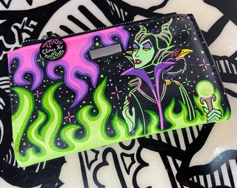 Custom Hand-Painted Vegan Leather Maleficent Wallet