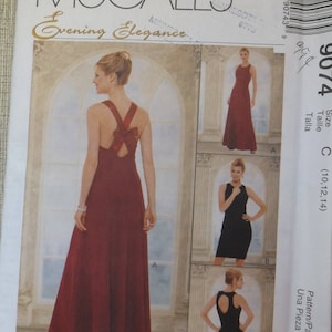 Misses&#39; Semi-Fitted Dresses with Back Detail Variations in Sizes 10 to 14 Uncut/FF Vintage 90s McCall&#39;s Sewing Pattern 9074 Evening Elegance