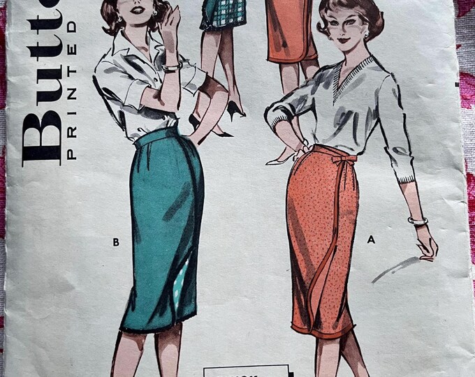 50s Reversible Skirt, Waist 28” Hip 38” Sewing Pattern Vintage ...