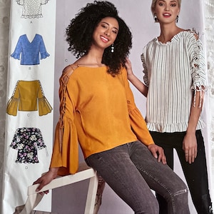 Top with Trim and Front Variations, Sizes 12 to 20 Complete Uncut/FF Simplicity Sewing Pattern H0217