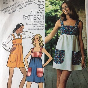 Mini-Dress or Jumper with Bodice at Above Normal Waistline Size 8 Complete Vintage 70s Simplicity Sewing Pattern 5511