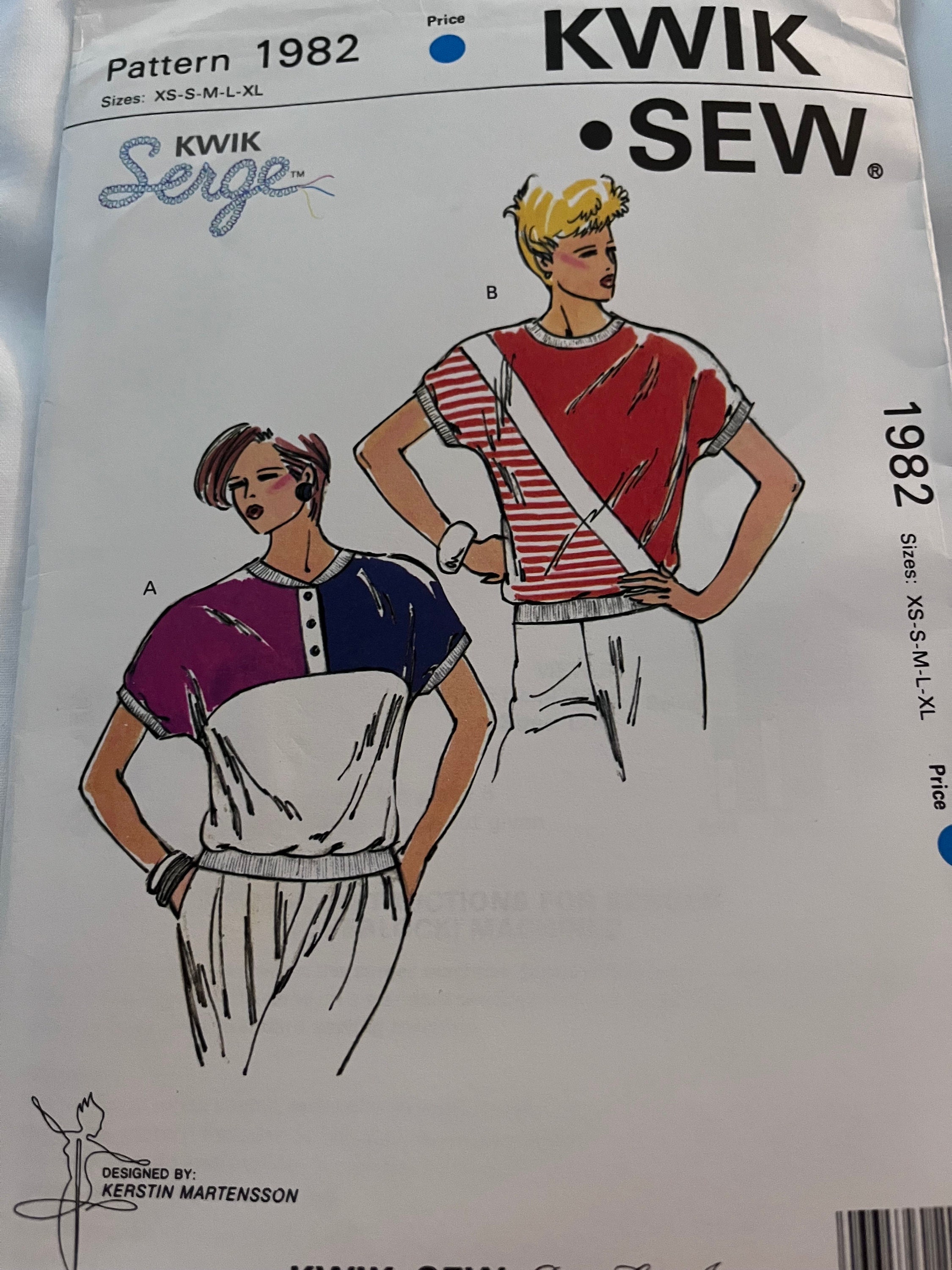 Extended Shoulder Pattern Tops With Extended Shoulders, Sizes XS-XL Complete Uncut/ff Kwik Sew ...