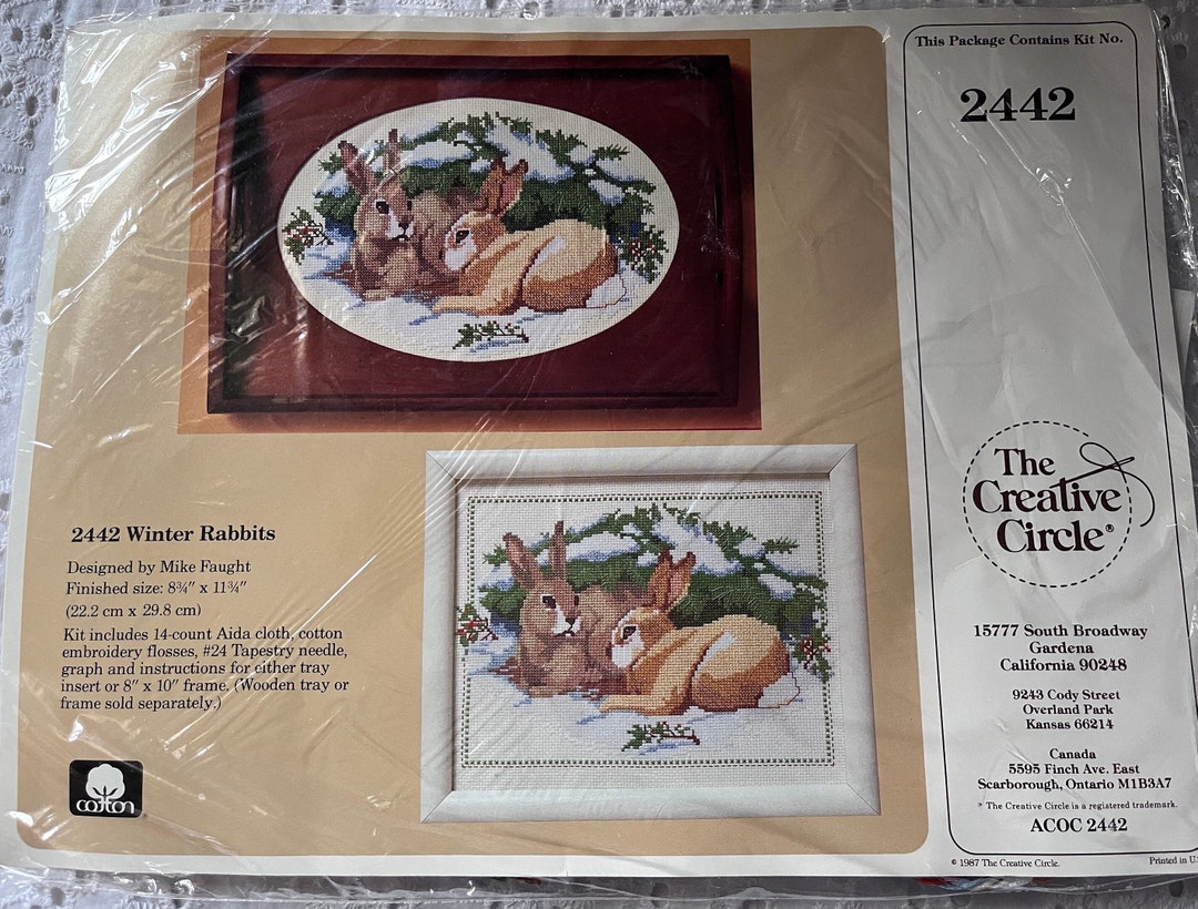 Vintage 80s the Creative Circle Kit Winter Rabbits Decor Number 2442 ...