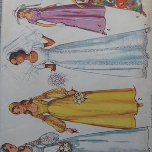 Wedding or Bridesmaid's Dress with Lantern Sleeves in Size 14 Bust 36" 70s Simplicity Sewing Pattern 9260 Evening Dress No Cap