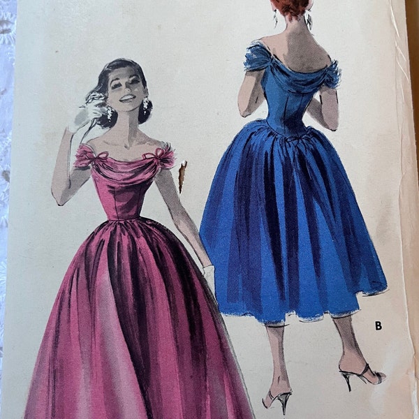 Robe de soirée avec corsage drapé et jupe évasée, taille 14, patron de couture Butterick vintage complet non coupé/FF 7987