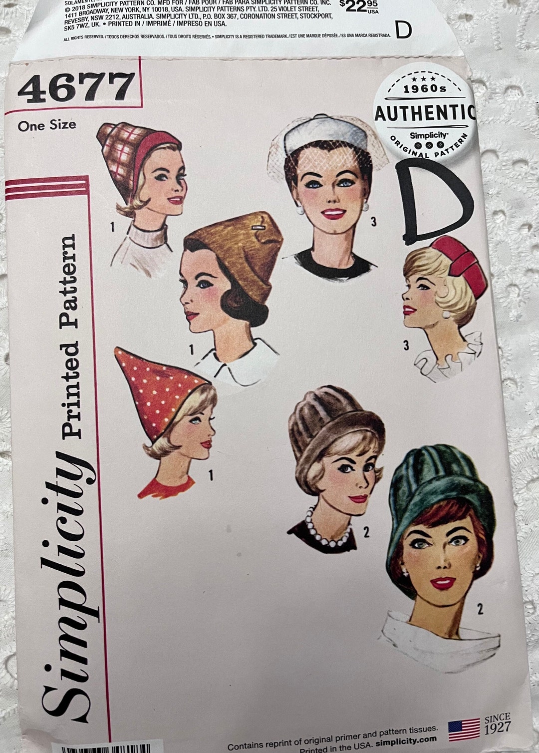 Set of Hats Incl Cloche or Pillbox Type Complete Uncut/ff Simplicity