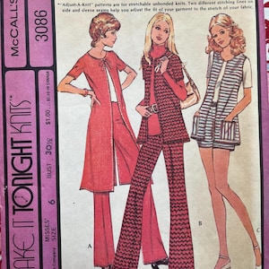 Coat, Vest, Pants or Shorts, Size 6 Vintage 1970s McCall&#39;s Sewing Pattern 3086 Complete Uncut/FF