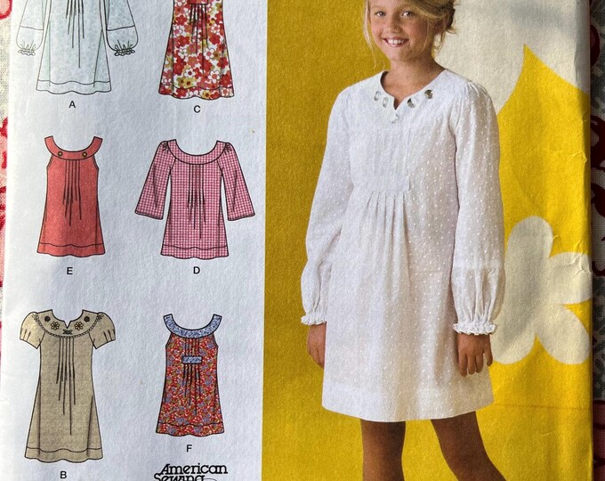 Girls’ Dress or Tunic Neckline and Sleeve Variations Simplicity Sewing ...