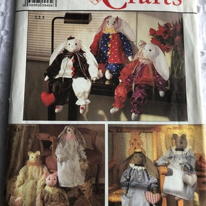 Decorative Stuffed 24” Bunny and Cat/Clothes Complete Uncut/FF Vintage 80s Simplicity Crafts Sewing Pattern 9336