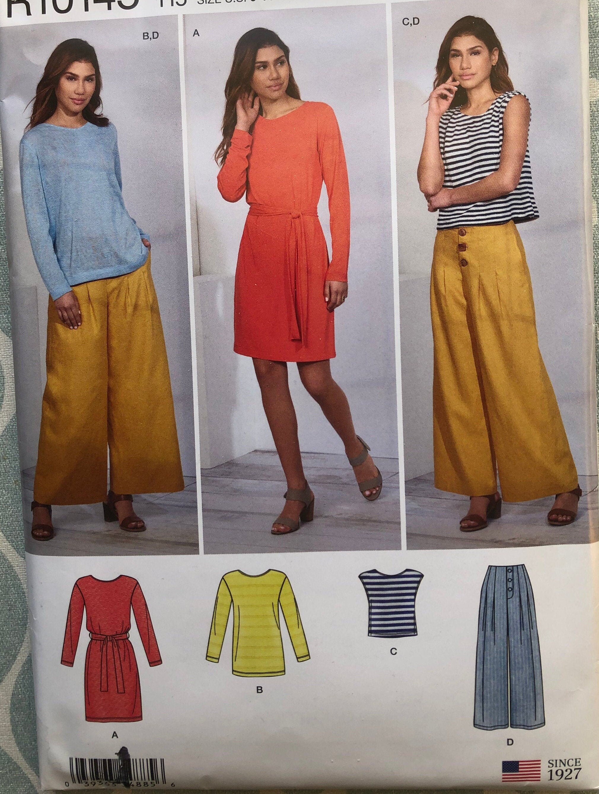 Very Wide Legged Pants, Top and Wrap Dress, Sizes 14 to 22 Complete ...