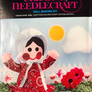 Calico Kate Doll Vintage 1970s Avon Creative Needlecraft Doll-Making Kit Complete but Needs New Needles