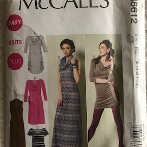 Close-Fitting, Pullover Dress with Sleeve & Neckline Variations Sizes 8 to 16 Complete Uncut/FF McCall’s Sewing Pattern M6612