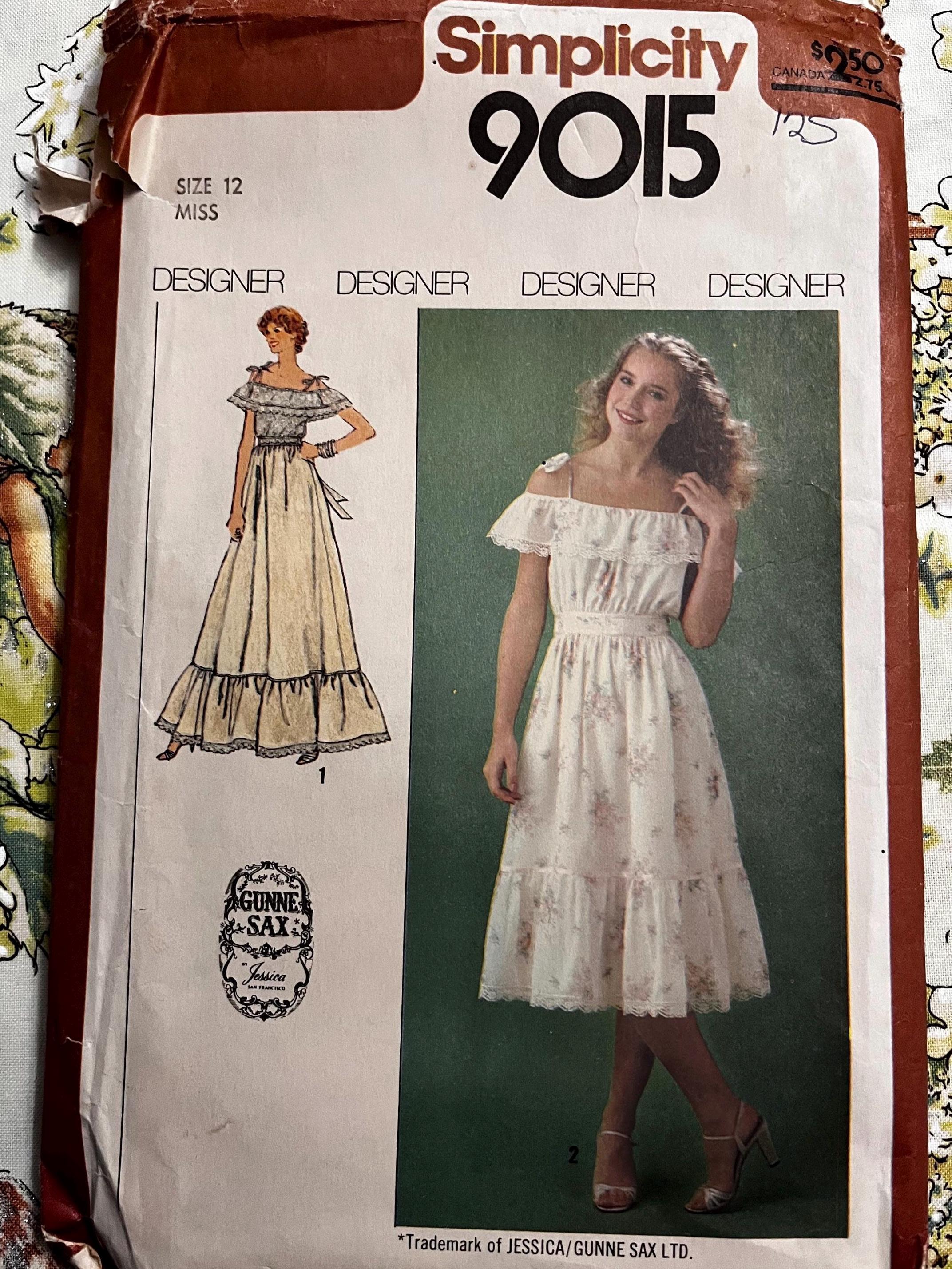 GUNNE SAX 70年代ビンテージドレス Gunne Sax Design フリルドレス（肩紐付き）サイズ12 完全未裁断/FF