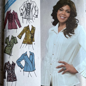 Khaliah Ali Design Shirts with Front Variations, Sizes 18W to 24W Complete Uncut/FF Simplicity Sewing Pattern 3990