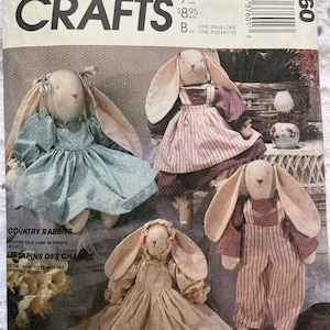 Country Rabbits and Clothes Complete Mostly Uncut 31 of 47 Vintage 80s McCall's Crafts Sewing Pattern 3760