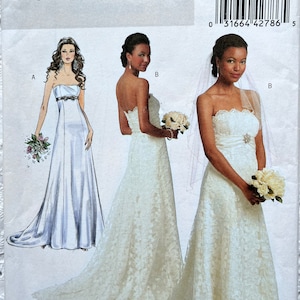 Wedding Close Fitting, Lined Dress, Sizes 6 up to 12 Butterick Sewing Pattern B5325 Complete Uncut/FF
