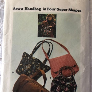Bag Package Incl. Purses with Straps or Handles Uncut/FF Vintage Butterick Sewing Pattern 4520