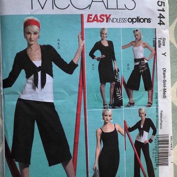 Gaucho and Pants, Jacket, Top and Dress, Sizes XS to M Complete Uncut/FF McCall's Sewing Pattern M5144