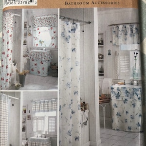 Prism Designs Bathroom Accessories incl Shower Curtain, Sink Skirt, Complete Uncut/FF Vintage 90s Simplicity Home Sewing Pattern 9153