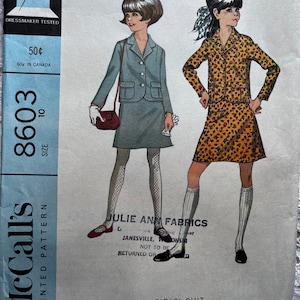 Children’s A-Line Skirt & Lined Jacket in Size 10 Complete Uncut/FF Vintage 60s McCall’s Sewing Pattern 8603