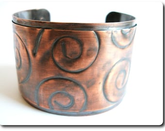 Copper Spiral Print Cuff Bracelet