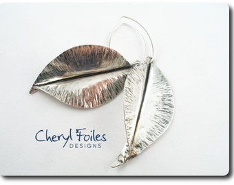 Sterling Silver Fold Form Leaf Earrings