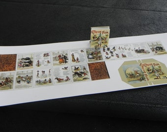 May include: A miniature "Circus Fun" book and related ephemera. The book features a cover illustration of a circus performer. The pages depict various circus acts. The set includes a brown leather-textured piece and a die-cut box.
