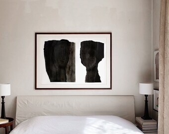 Alongside - Abstract Black and White Art Print, Oversized Wall Art, Extra Large Modern Bedroom Wall Decor, Above Bed Art