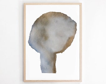 Abstract Bowed Head, Minimalist Art Print, Gold and Grey Art, Bedroom Wall Art