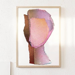 Scent Of Lavender - Light Pink Abstract Art Portrait, Contemporary Fine Art Print of Original Painting, Modern Artwork for Walls