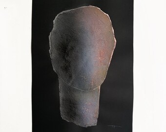 Minimalist Man Head - Original Artwork on Black Paper