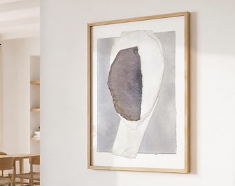 Gray and White Abstract Print, Modern Minimalist Wall Art, Neutral Home Decor