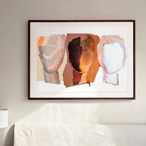 Hope - Large Abstract Painting Print in Bright Orange and Soft Pink, Minimal Trendy Wall Art Decor