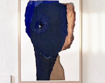 Lady Of The Night - Navy Blue Abstract Art Print, Minimalist Art, Female Wall Art Painting, Modern Woman Art