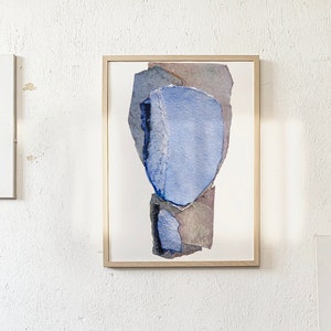 Blue Note - Blue Abstract Art Print: Modern Minimalist Fine Art Painting