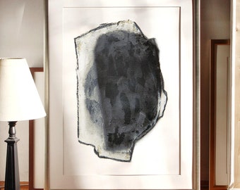 Abstract Mixed Media Charcoal Drawing Print, Giclee Art, Urban Minimal Wall Art Decor