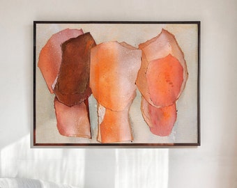The Right Reasons - Extra Large Abstract Art Print of Original Painting, Coral Light Pink and Orange Wall Art, Bright Living Room Decor