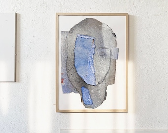 Ice Dame - Light Blue and Silver Painting Print, Female Portrait Wall Art, Large Abstract Woman Art, Contemporary Artwork